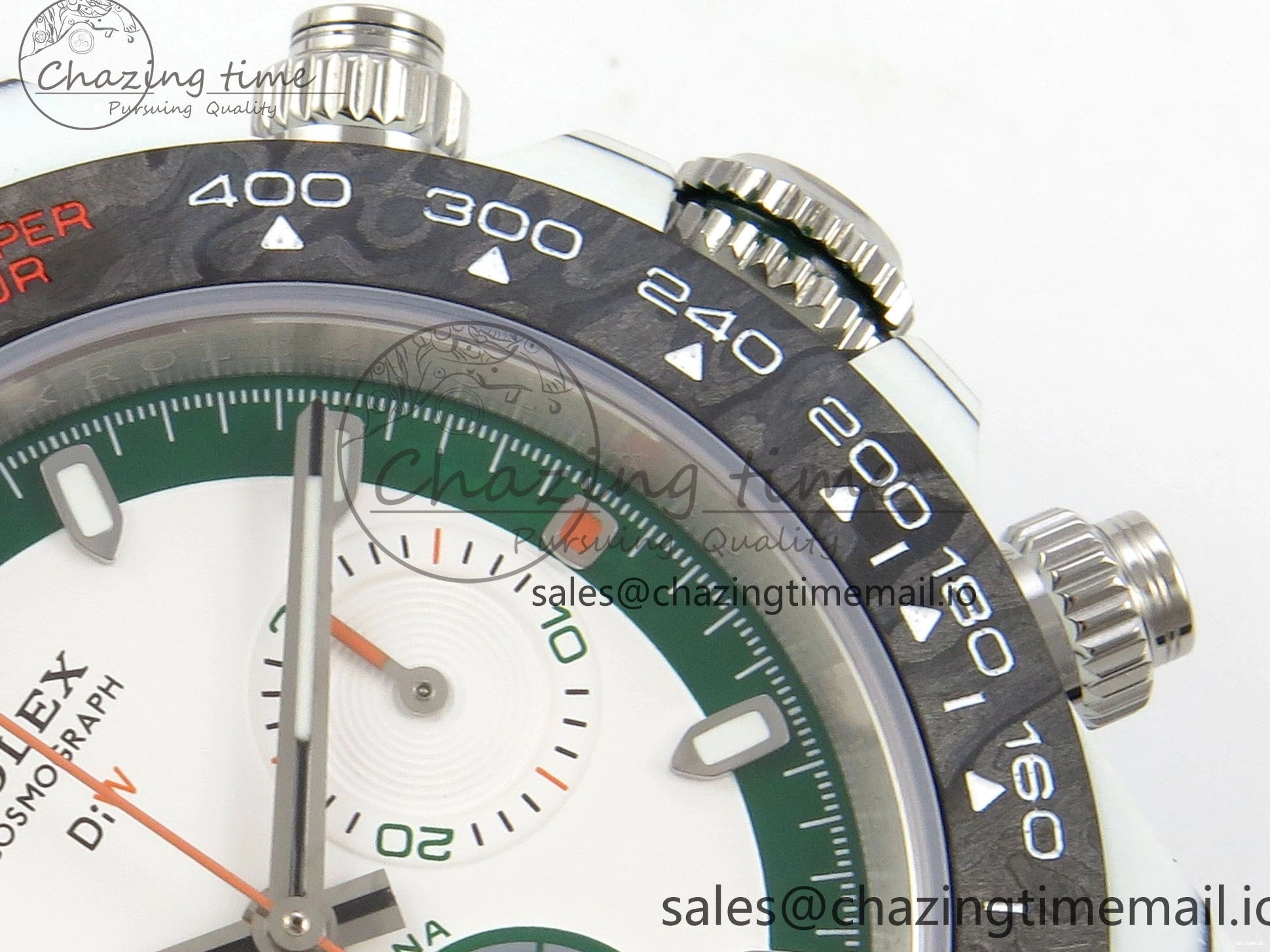 Grey Carbon Edition DIW on and White A7750 Nylon Case Daytona Strap Dial Bezel Green DIWF 0403